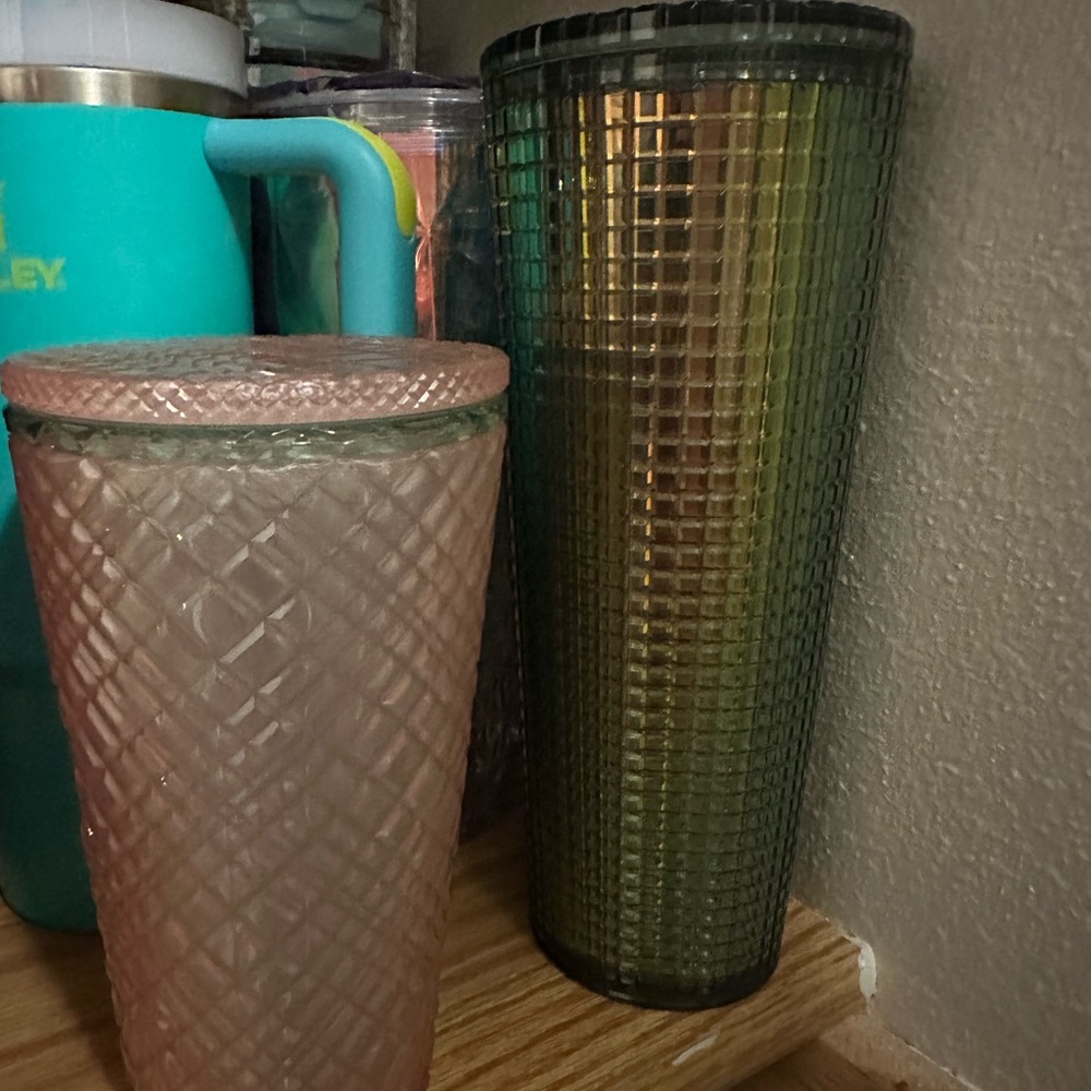 Pink and Green Textured Tumblers